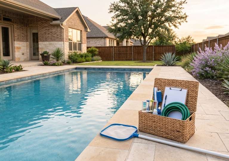 Clear residential pool after Pool School in Round Rock TX