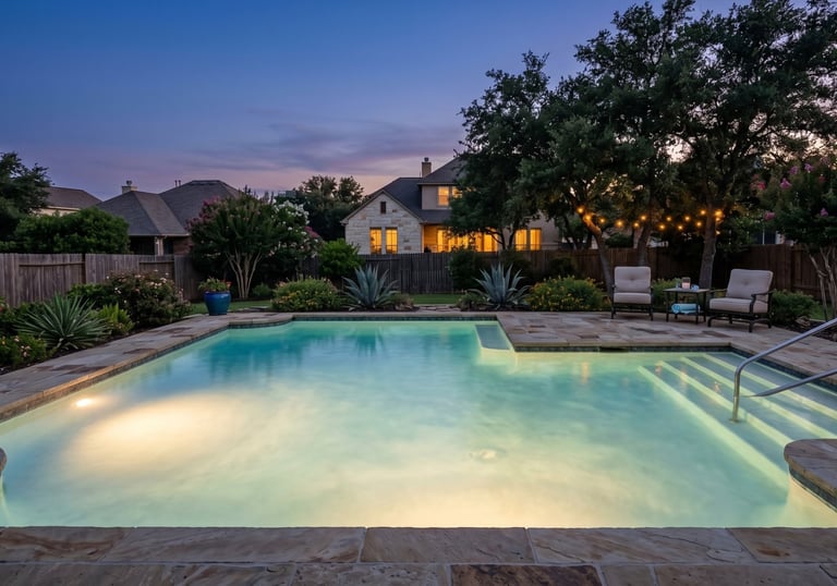 Safe evening pool lighting after pool light repair in Round Rock TX