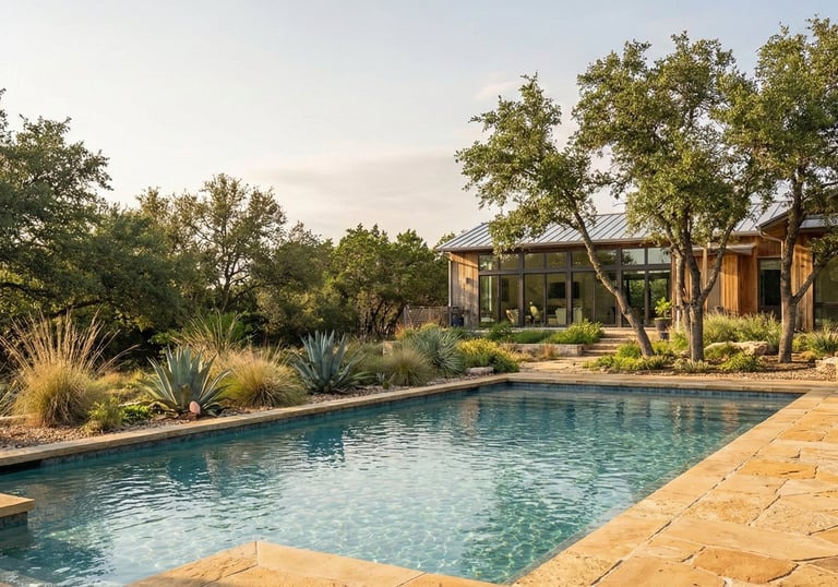 Clean swim-ready pool in Georgetown, Texas after salt system repair