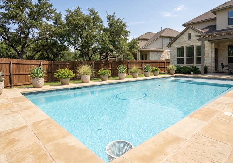 Clear residential pool after pool plumbing repair in Round Rock TX