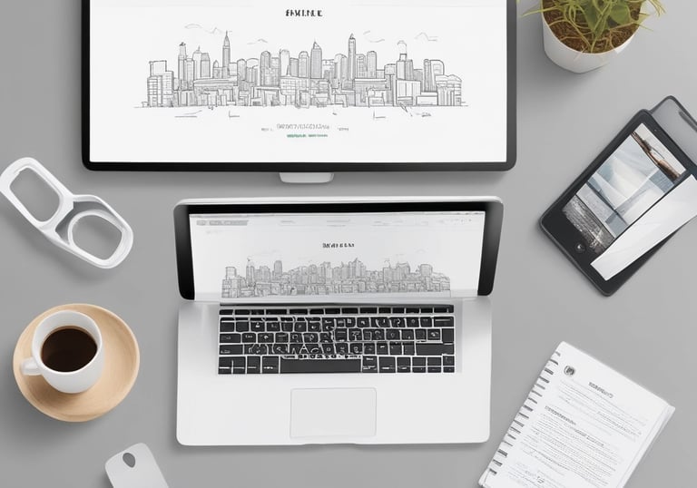 A creative workspace with video editing equipment and dual monitors displaying editing software.