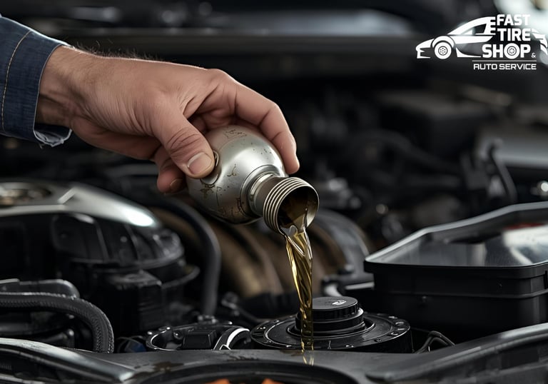 Oil change with filter replacement service at Fast Tire Shop in East Los Angeles