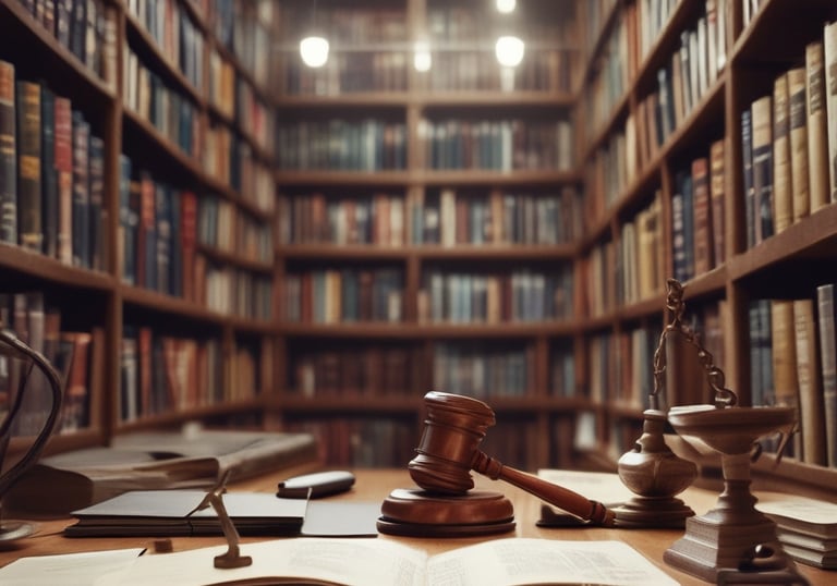 A close-up of various firearms displayed on a table for legal examination.
