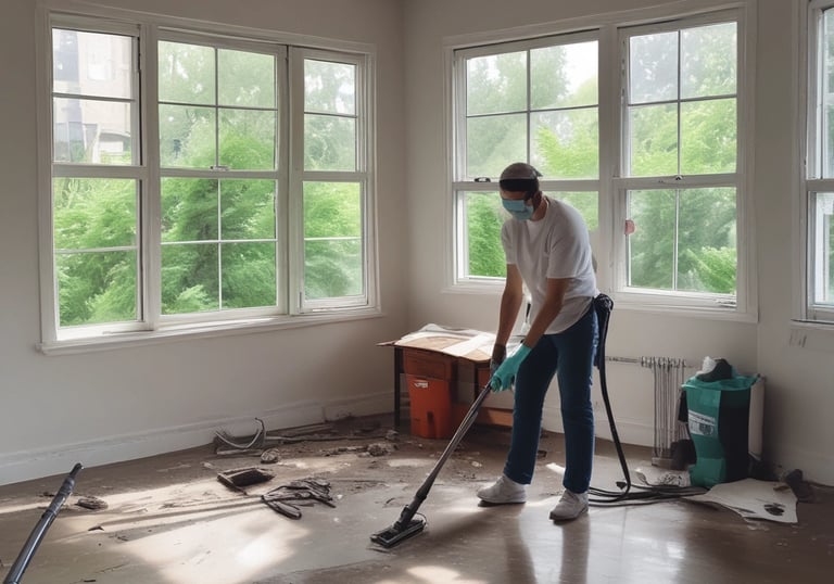 A supermarket aisle filled with various cleaning products, organized neatly on shelves. Promotional sale tags are visible on many items, indicating discounted prices. A promotional stand-up banner on the left features a smiling woman holding clean laundry, with a slogan in Hindi.