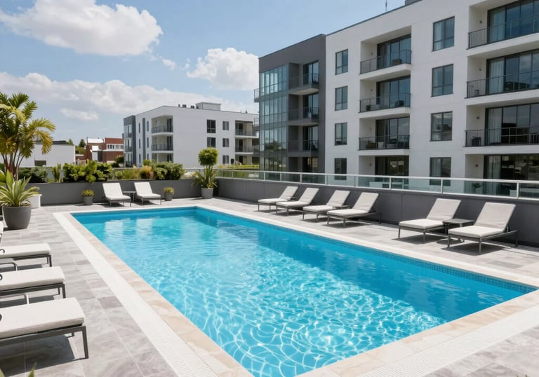 a man riding a skateboard down a street next to tall buildings
