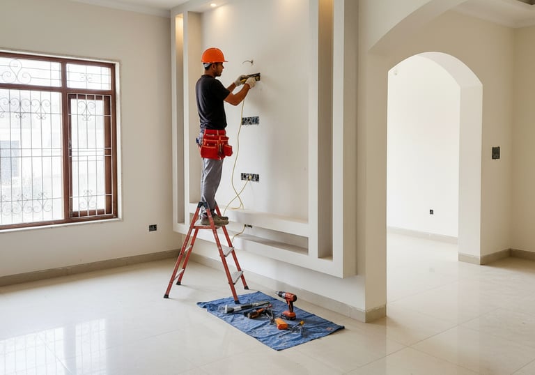 a electrician working in a house