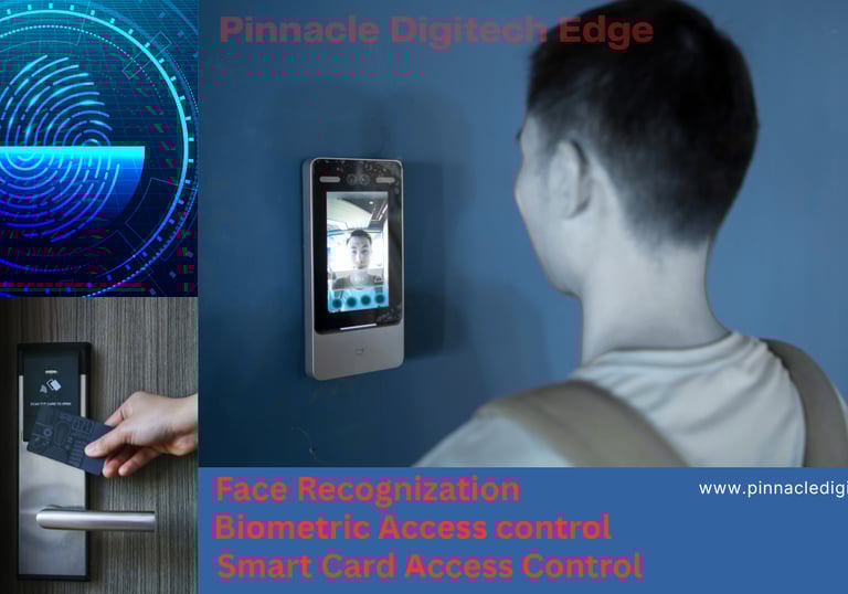 Access control using face recognition , bio metric authorization , smart card