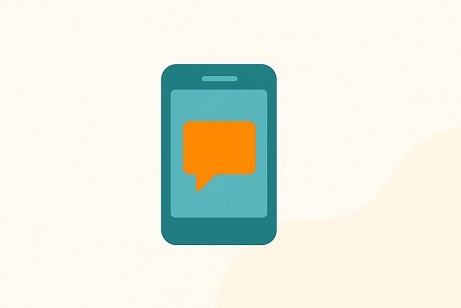 a phone with a speech bubble in the middle