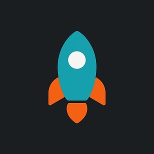 a rocket ship with a rocket on it