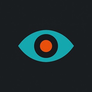 a black and white eyeball with an orange eyeball