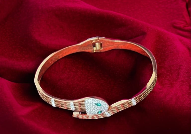 Modern and Stylish American Diamond Snake Head Statement Bracelet