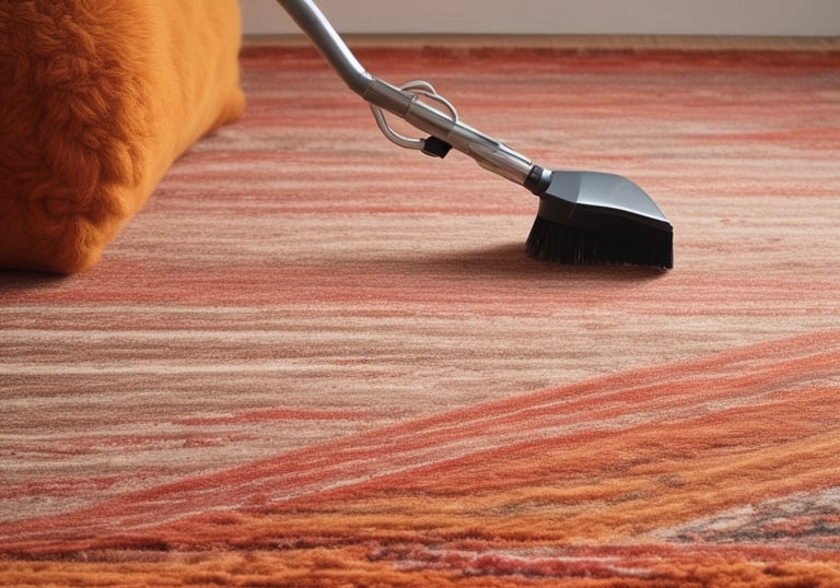A tiled floor with visible dirt and cleaning solution being cleaned by a circular floor cleaning machine. The tiles are light brown with noticeable dirt in the grout lines. The cleaning machine has a blue and black circular head connected to a metal handle and hose.