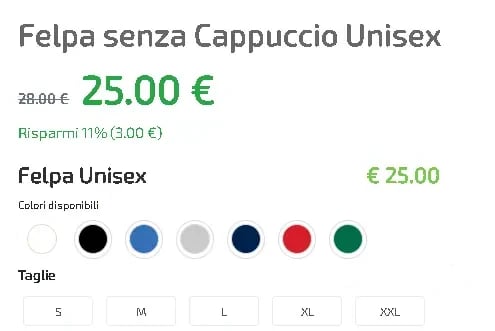 prezzo felpa senza cappuccio unisex