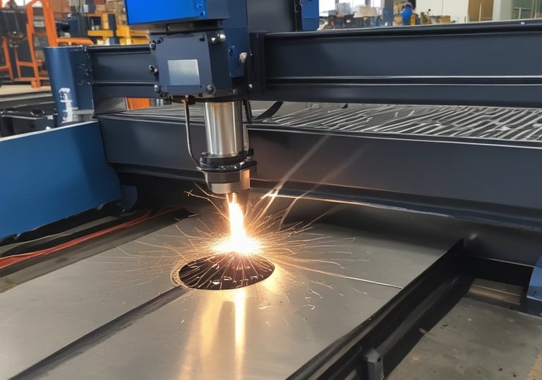 A team assembling metal components together.