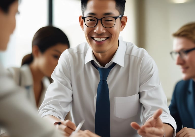 A team of real estate professionals discussing property management strategies.