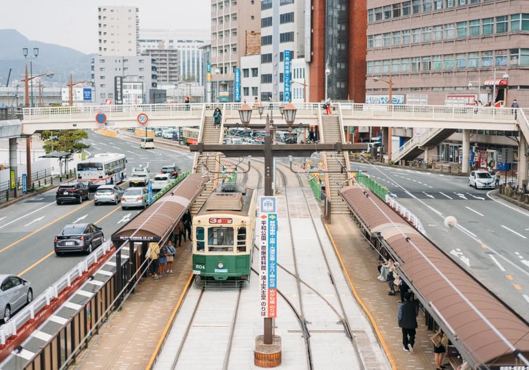 Nagasaki tram ride on a private tour with a local guide