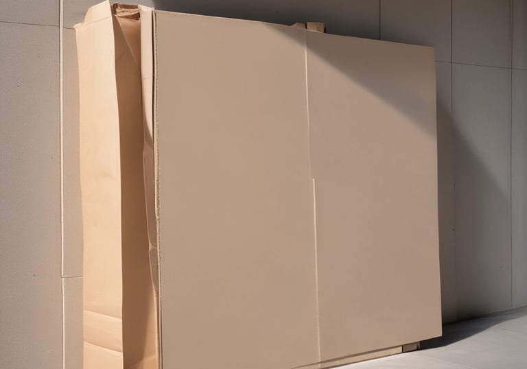 exterior shutter wrapped in paper for shipping