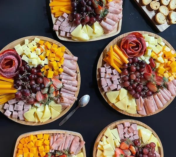 a variety of food items on a table