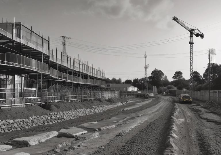 A series of concrete tanks with blue interiors, containing what appears to be agricultural material. A rusted brown pipe with a red valve is connected to the left tank. The tanks are sheltered under a corrugated metal roof with white markings, and the area outside the tanks is rocky.