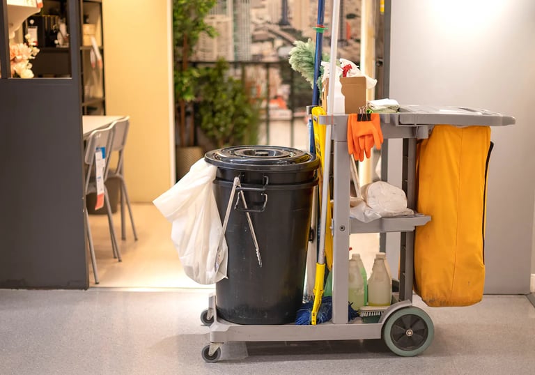 Commercial cleaning service maintaining a clean and professional business space