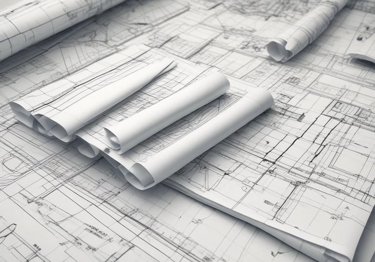 A professional consultation meeting with construction plans.