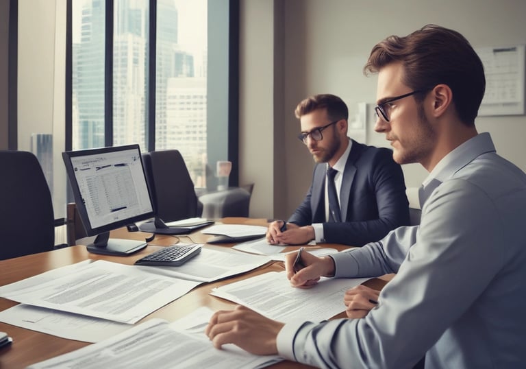 A professional consultation meeting with construction plans.