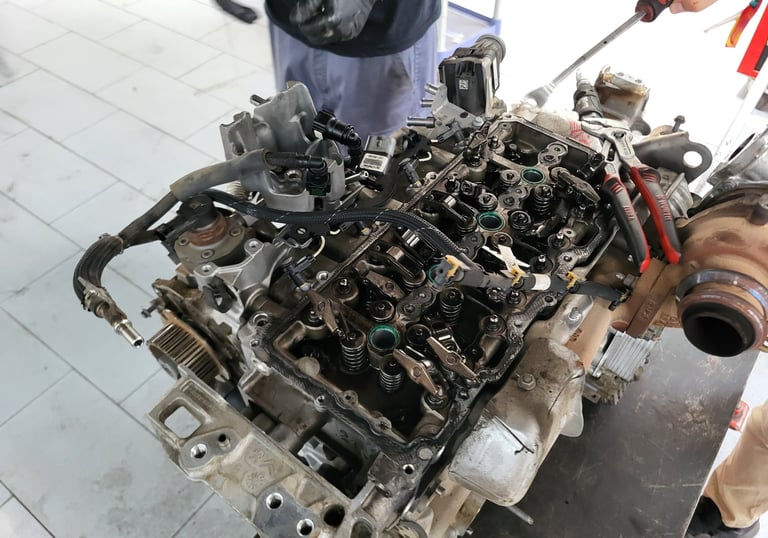 Peritaje de daños en motor de coche tras intervención negligente en taller mecánico
