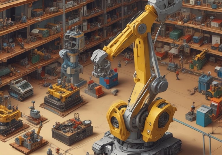 A close-up of a modern robotic arm working on an assembly line.