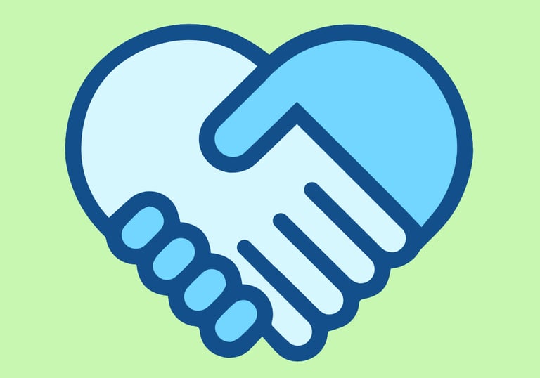 a heart shaped handshake