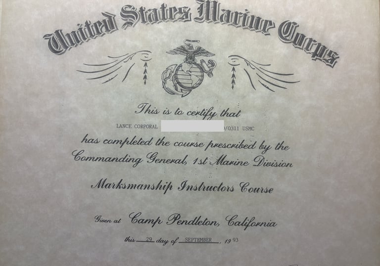 USMC PMI Certificate