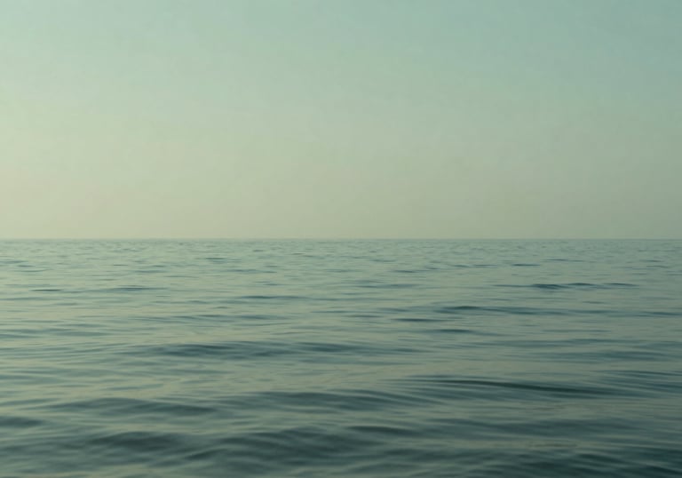 A calm, empathetic image of a serene seascape with soft green lighting, representing mental wellness and the objective of screening for depression and anxiety.