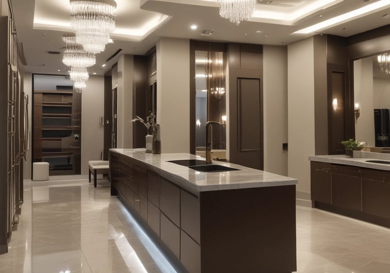 Spacious interior with wooden paneling covering the walls and floors, creating a minimalist and modern aesthetic. Large windows on the right side allow natural light to brighten the space. The design is sleek with clean lines, and there are several chairs positioned in an upper section.