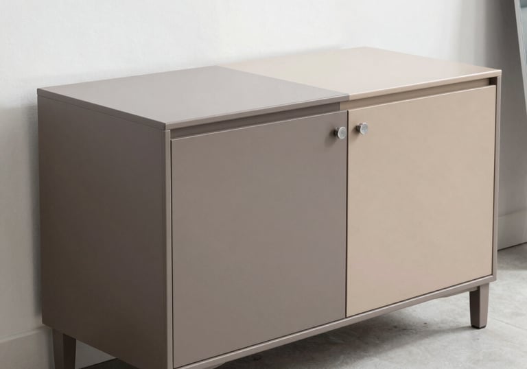 Modern kitchen cabinets wrapped in smooth, matte architectural film showcasing durability.