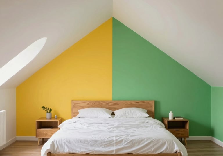 Living room furniture before and after applying easy-to-change decorative film.