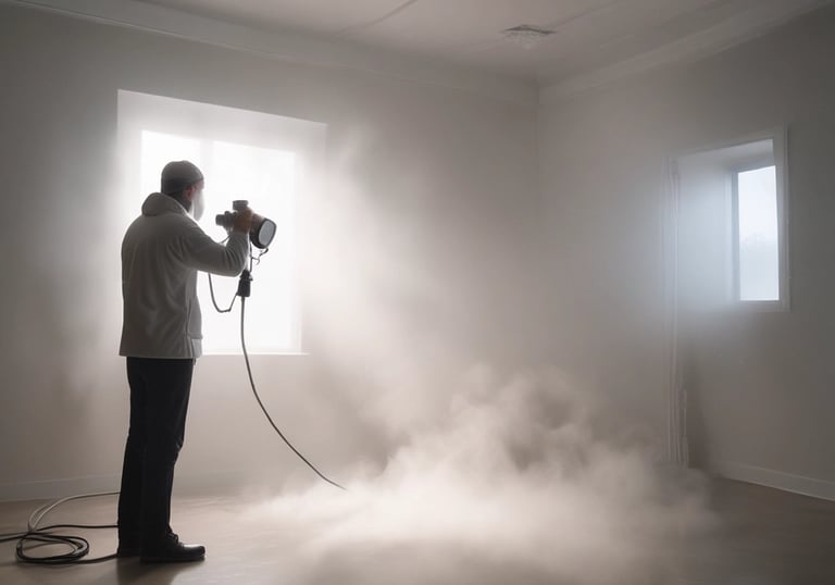 An air quality testing device placed in a modern home environment.