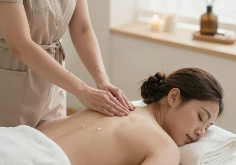 A peaceful scene of a person enjoying a massage.