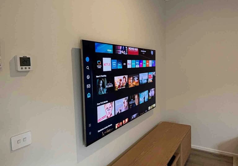 75 inch TV wall mount with premium hidden cable concealment service in South Kensington Melbourne.