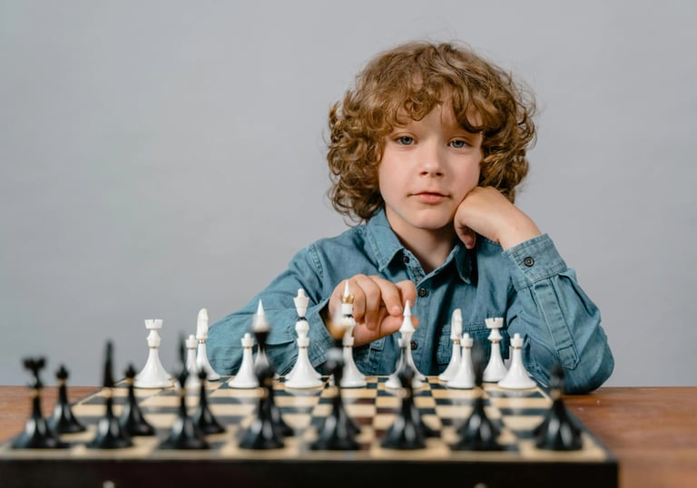 Young boy in personalised private chess coaching session at Shetty Chess Classes – flexible timings 