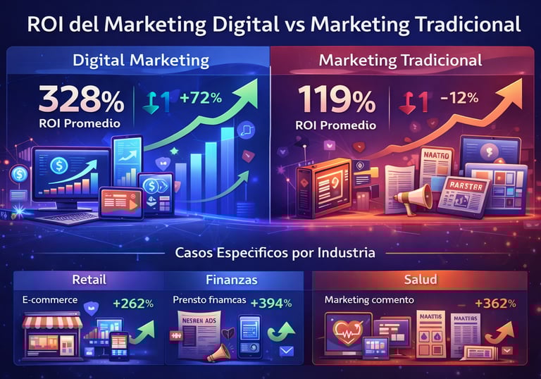 ROI y métricas de retorno que demuestran importancia marketing digital empresas
