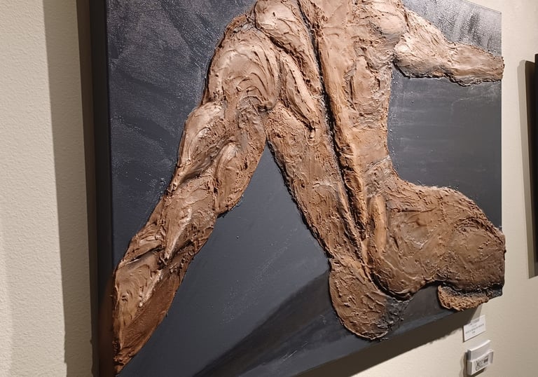 Atlas: a figure art sculpture on canvas. By Loria Chaddon