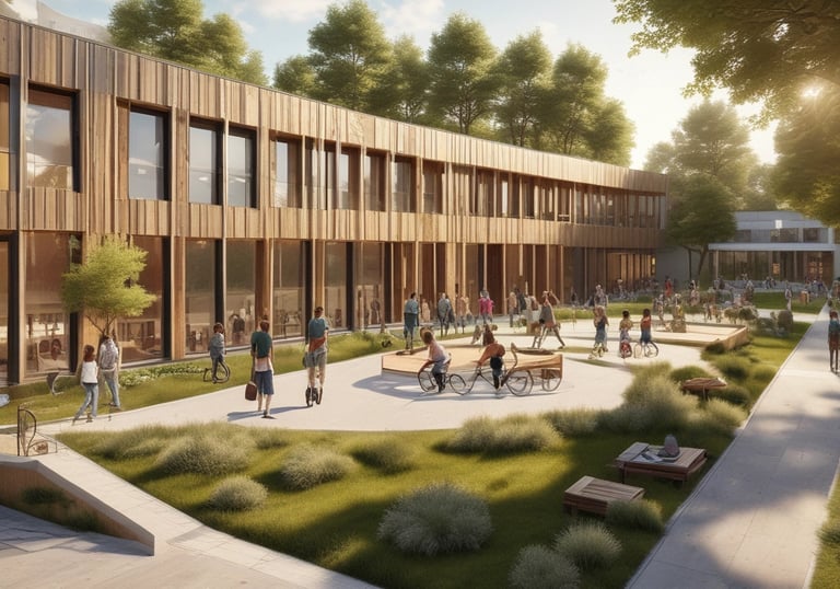 A professional consultant discussing strategies with a team in a modern office setting.