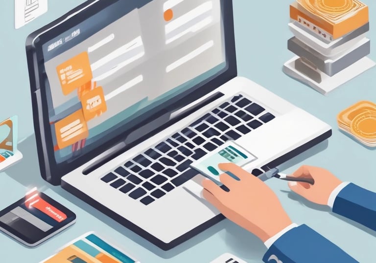 a person holding an iphone with a credit card in their hand