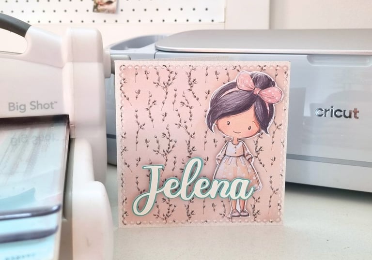 Handmade pastel  greeting card between Sizzix and Cricut Maker