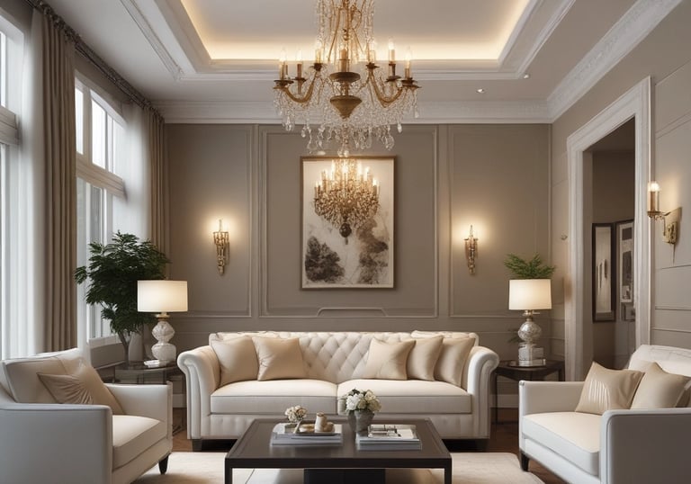 A home office setup on the floor in a well-lit room with a large window framed by blue curtains. Outside, palm trees are visible. Inside, there is a computer setup with a monitor, keyboard, and CPU, along with a bottle of hand sanitizer and a mask. A red cabinet is on the right, and there are boxes and household items like a kettle and rice cooker nearby.