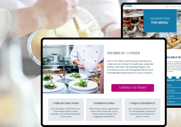 luxury web design for wedding professionals: wedding and event caterers and venues