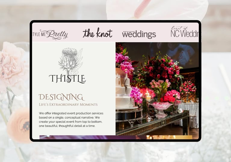 luxury web design for wedding professionals: wedding florists adn floral designers, event planners