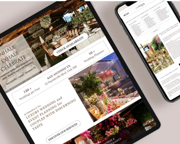 luxury web design for wedding professionals: wedding  and event planners and designers
