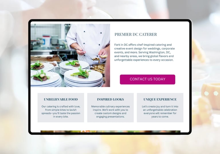 luxury web design for wedding professionals: wedding and event caterers and venues