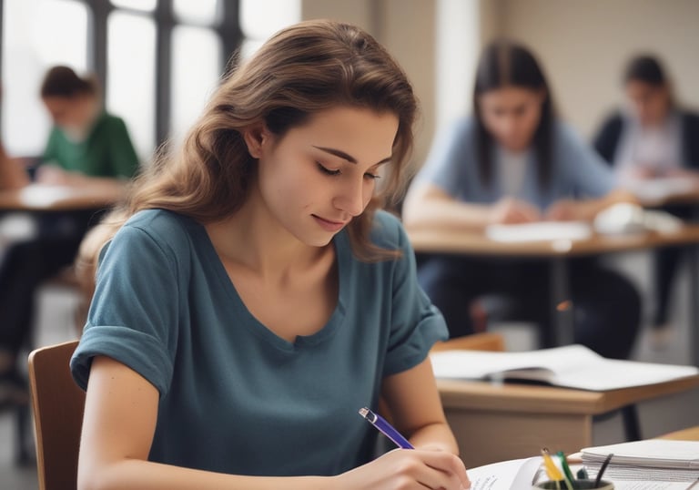 Two scientists are working together in a laboratory setting. One is holding a pipette and the other is closely observing. Both are wearing white lab coats and gloves, indicating they are conducting an experiment or research task. Shelves filled with books and equipment are visible in the background.