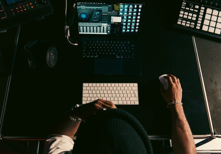 Music producer creating beats and arrangements at Vault Studio Kaiserslautern